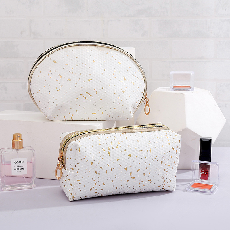 秋冬季纯色贝壳化妆包 编织pvc女士洗漱包包 甜美淑女气质手拿包