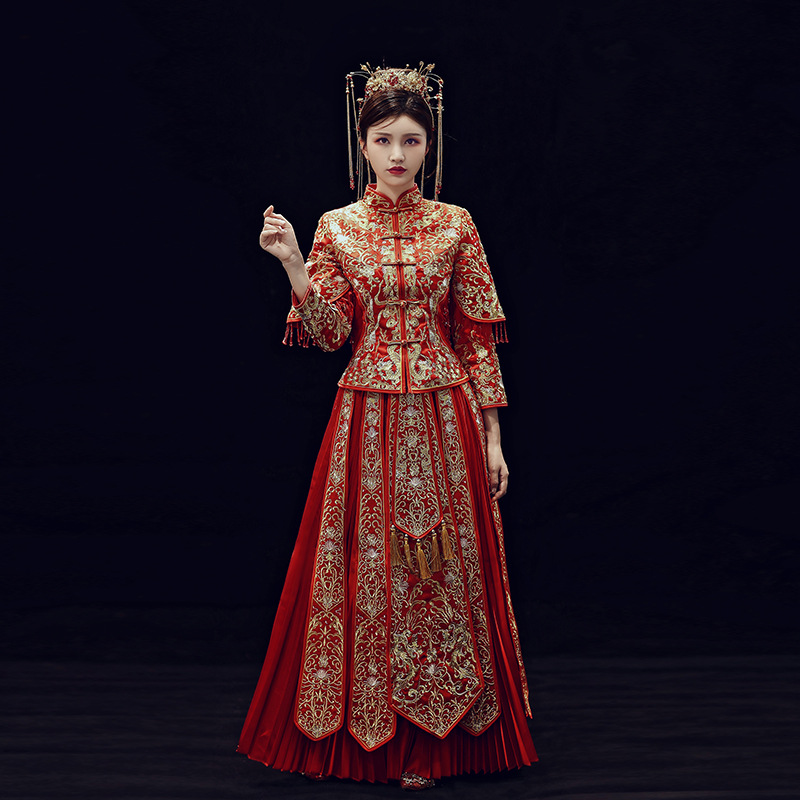 秀禾服新娘2019新款结婚敬酒服中式礼服凤冠霞帔出阁服龙凤褂夏季