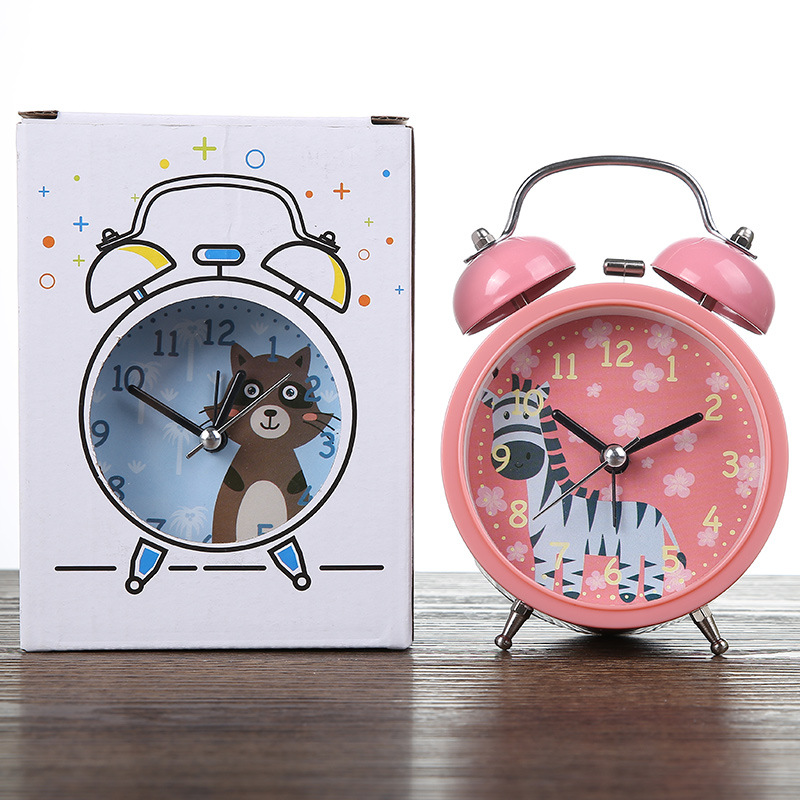 可爱动物园超静音打铃带灯闹钟儿童创意玩具闹表懒人学生床头台钟