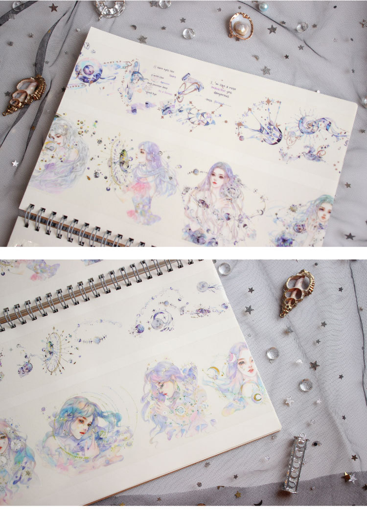 eno pet胶带 梦幻星空系列 手帐人物相册日记diy装饰贴画 8款