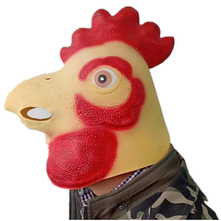 万圣节面具大公鸡面具全头乳胶动物头套舞台表演道具公鸡面具批发