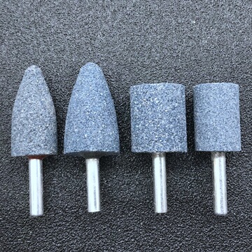 砂轮磨头6*20mm带柄陶瓷磨头a灰色火石仔柱形圆锥形钢铁模具磨头