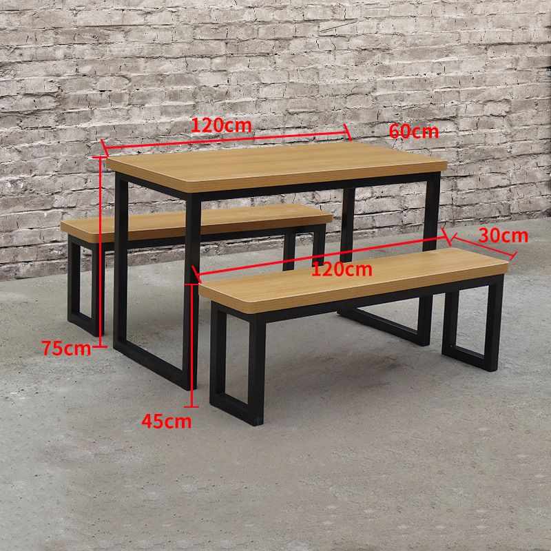 定制中式简约实木长条餐桌椅 铁艺复古组合餐厅长条餐桌椅厂家