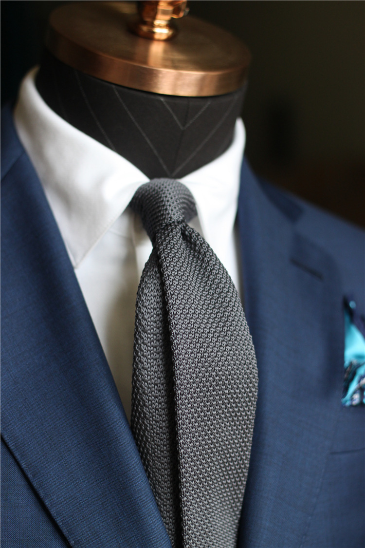 时尚领带针织 现货平头针织领带5.5cm 高端针织领带 休闲针织领带