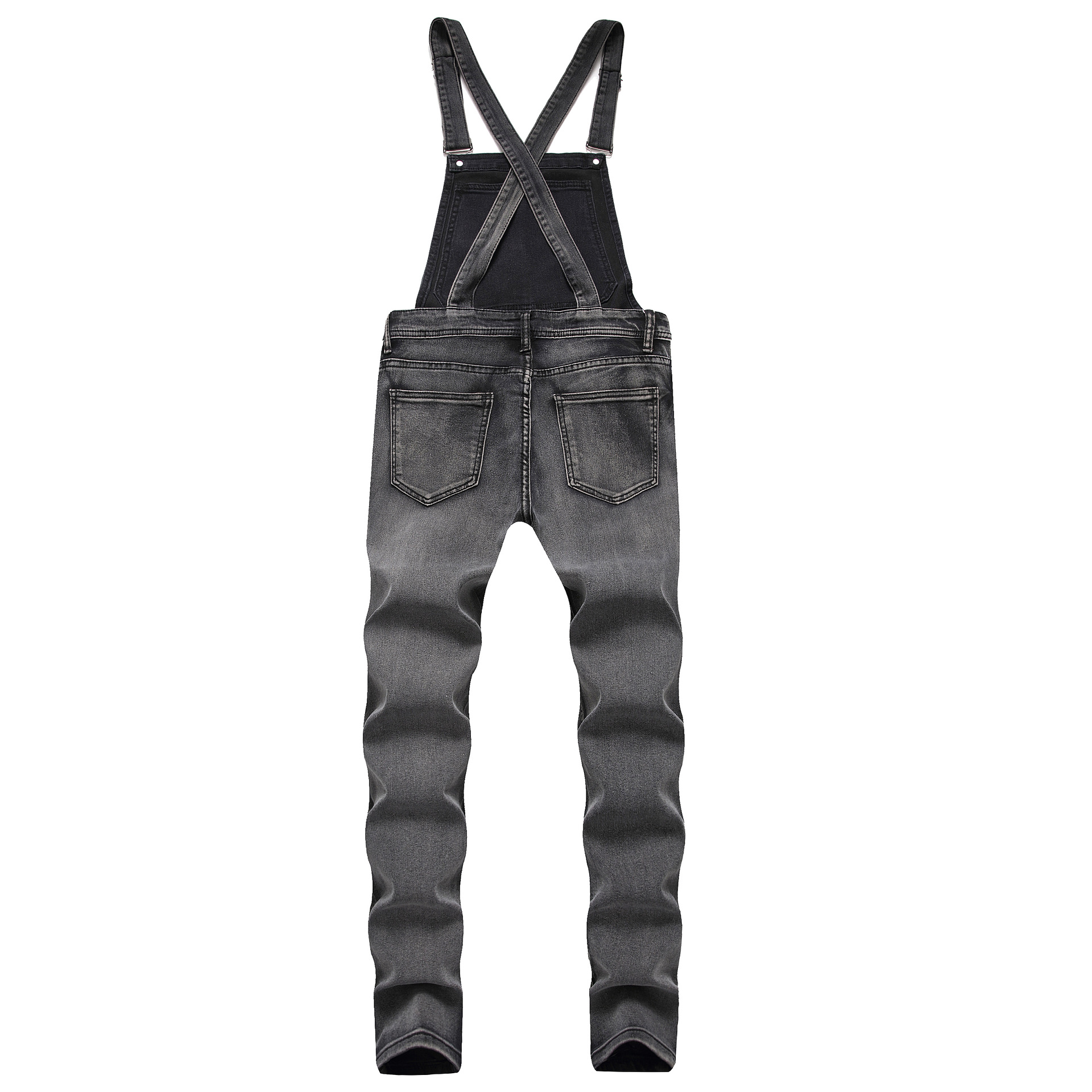 弹力修身背带裤显瘦男长裤跨境牛仔欧洲站男式无破洞背带裤