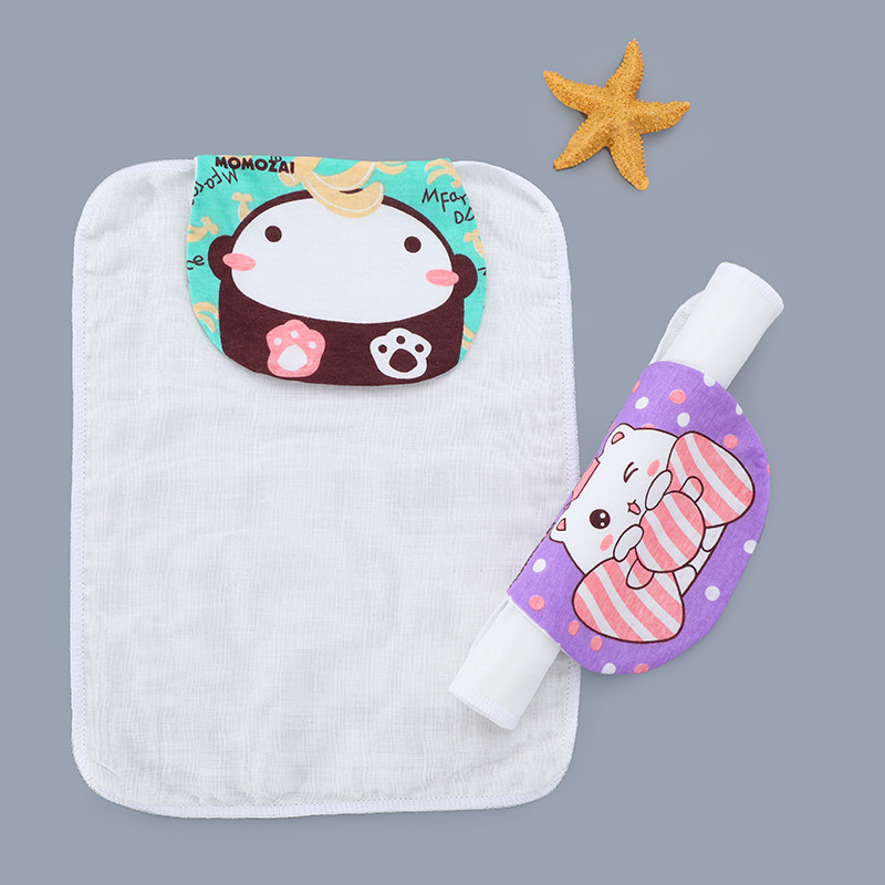 厂家批发竹棉婴儿隔汗巾 四层宝宝垫背巾 婴童卡通印花吸汗巾