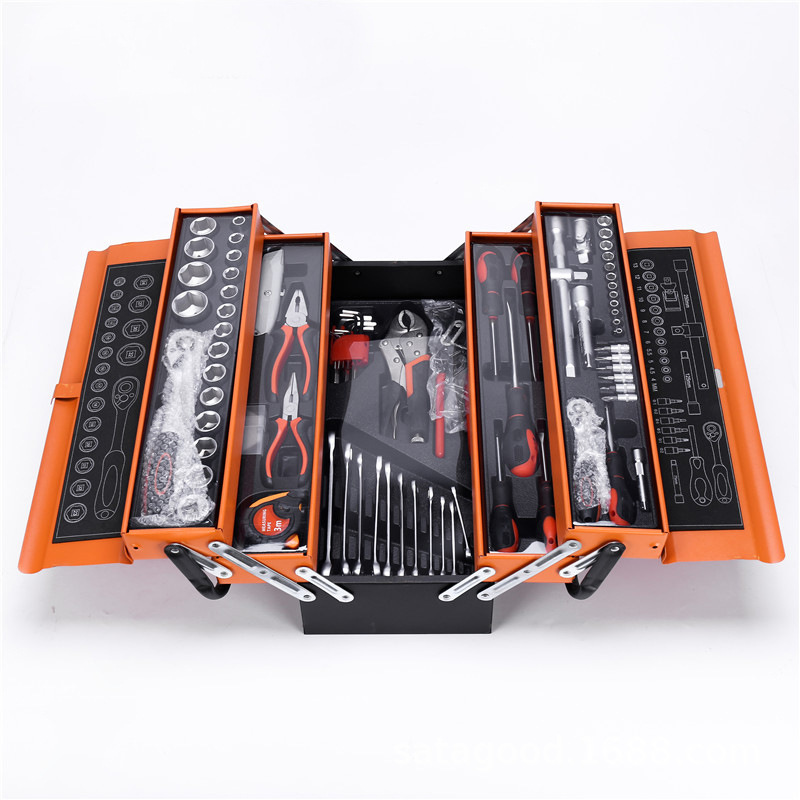 Suitcase Cross-Border Hardware Toolbox Set 85 Pieces Iron Box Tool Ratchet Wrench Plier Set Set