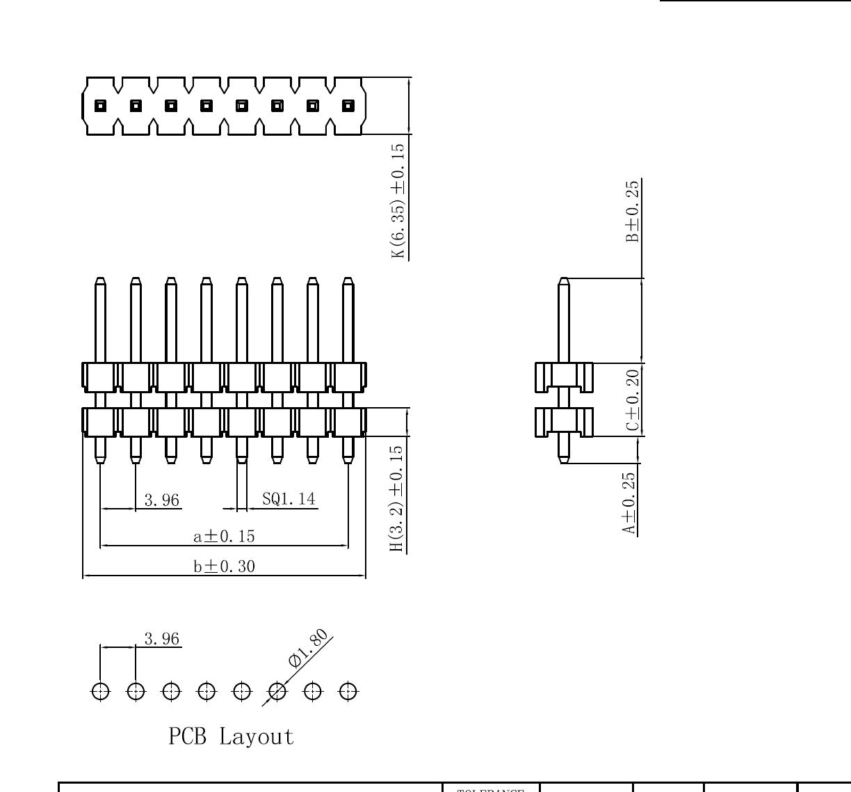 96mm间距排针】ph3.96*3.2mm 单排双塑 dip
