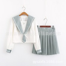 批发JK制服变形襟刺绣白一本水手服软妹裙夏秋校服班服学院风套装