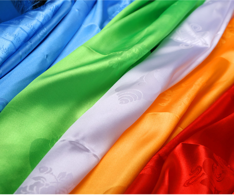 厂家批发高档八吉祥哈达 仿真丝哈达藏族蒙古族长度3米礼品袋包装