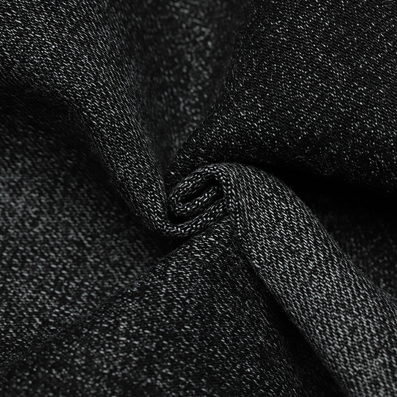 厂家直批秋冬季竖竹弹力牛仔黑色男女服装牛仔布纺织面料现货