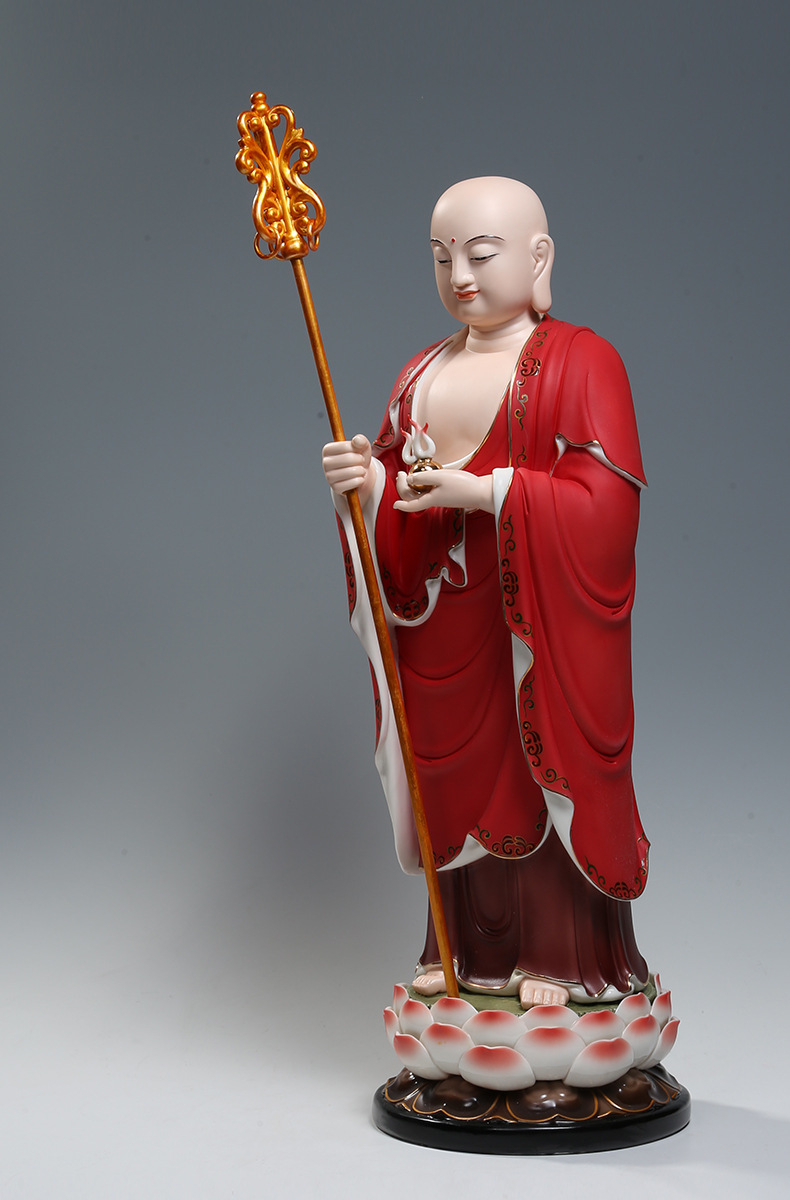 【上美】26吋立莲地藏王佛像站像家用供奉光头地藏菩萨像摆件陶瓷