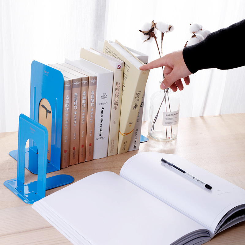 得力书立9263 9寸大号金属分类书夹/阅读架 图书馆学习用 一对价