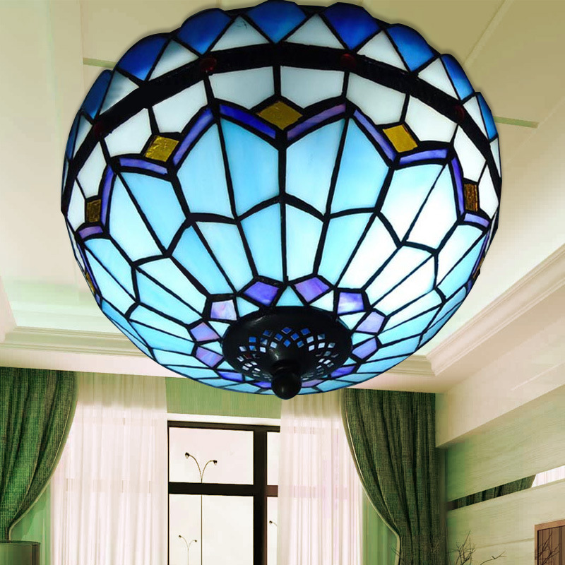 吸顶灯圆形地中海风格led卧室灯现代简约欧式客厅灯阳台过道灯具