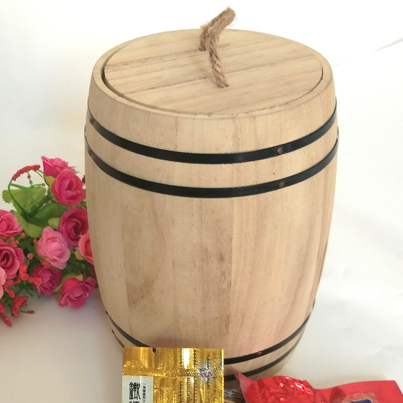 Packing Box Pine Portable Tea Packaging Wooden Barrel Coffee Barrel Jinjunmei Tea Packing Boxes Tea Wooden Barrel