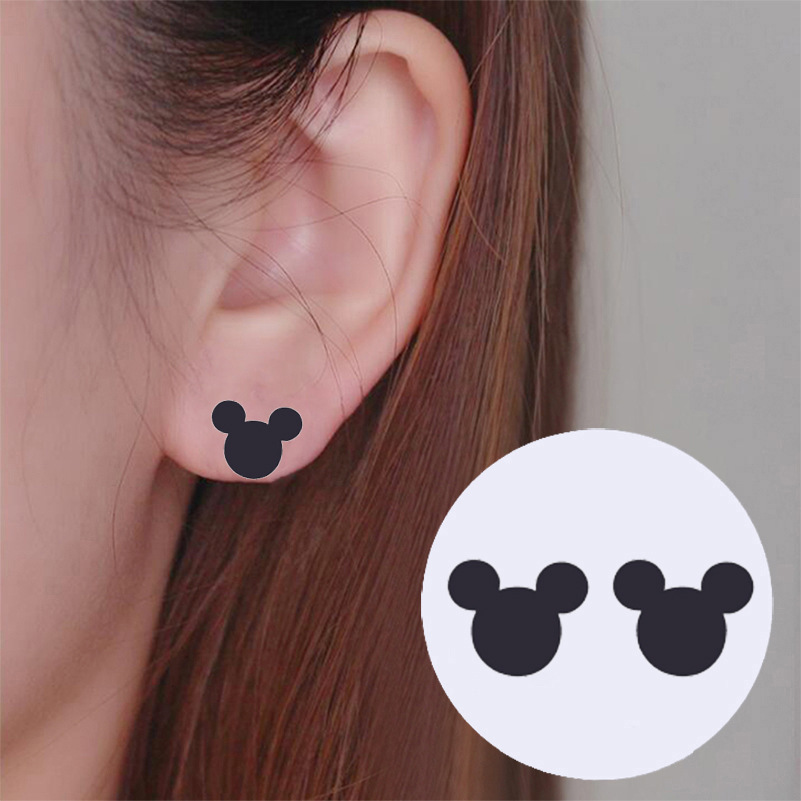 2019 Stainless Steel Mickey Stud Earrings for Women Simple Stainless Steel Jewelry Earrings Wish Cross-Border Sold Jewelry Wholesale