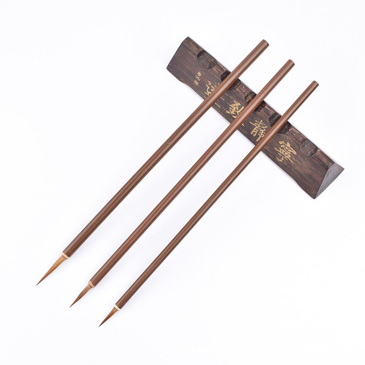 叶筋笔国画狼毫勾线笔成人学生国画勾线用大中小三支叶筋小毛笔