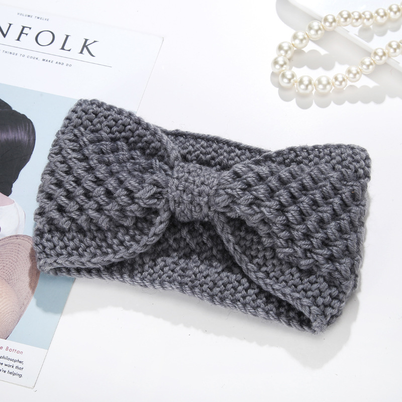 New Internet Celebrity Hair Band Knot Needle Bow Knitted Hair Band Wool Hair Band Autumn and Winter Warm Fashion Hair Band