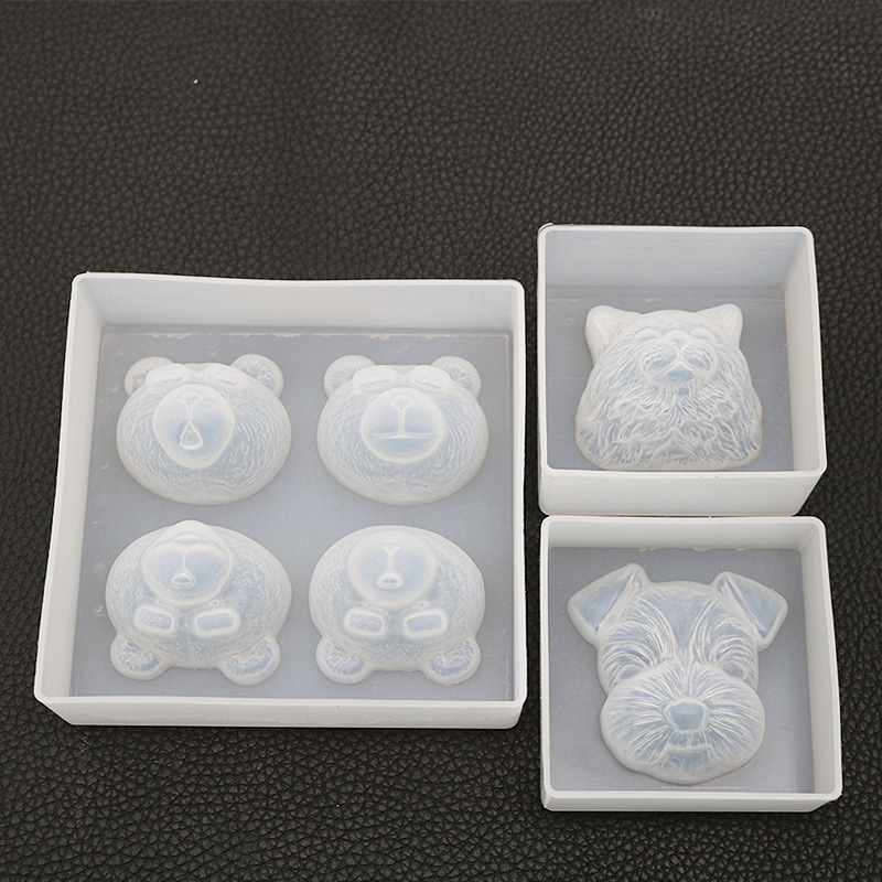 4连表情熊模具猫狗公仔水晶滴胶模具香薰石膏硅胶模具