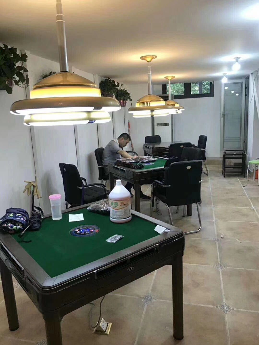 风扇灯棋牌室麻将室现代空气净化麻将吸烟灯消烟灯吸烟音响