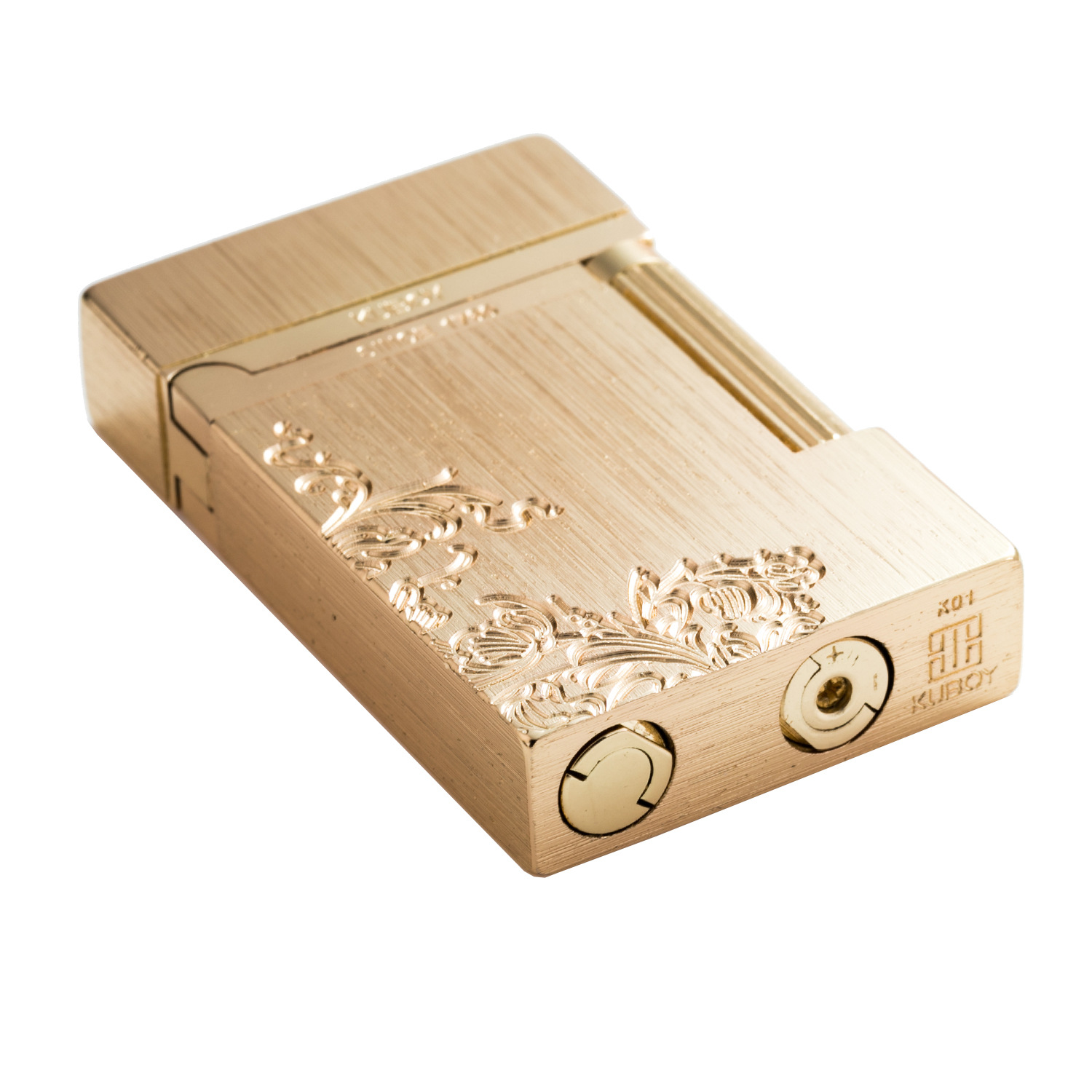 酷宝朗声k1-65唐纹金真金拉丝雕刻 k1-54银高档礼品打火机kuboy