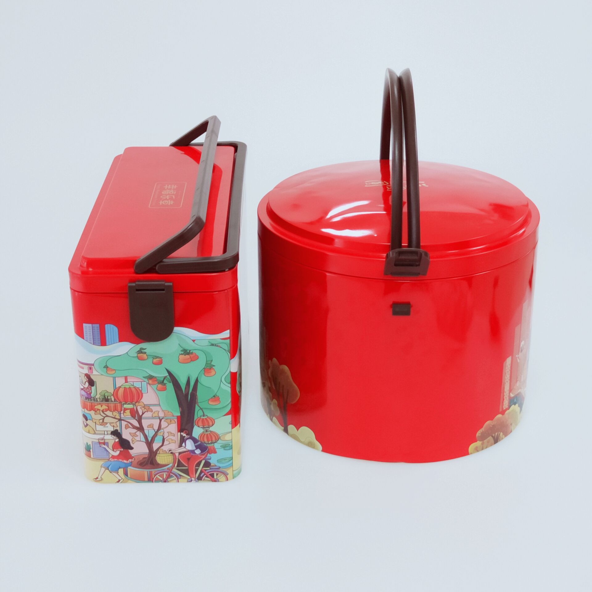 马口铁饼干提手铁盒 月饼提手铁桶 精美金属包装盒 食品包装盒