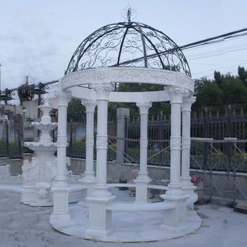 供应简约罗马柱大理石凉亭公园休息石雕亭子欧式风格工厂直销