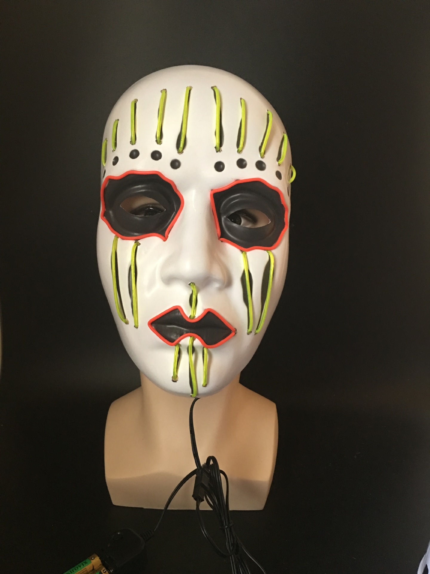 万圣节发光面具el冷光面具化装舞会道具抖音led发光活结面具