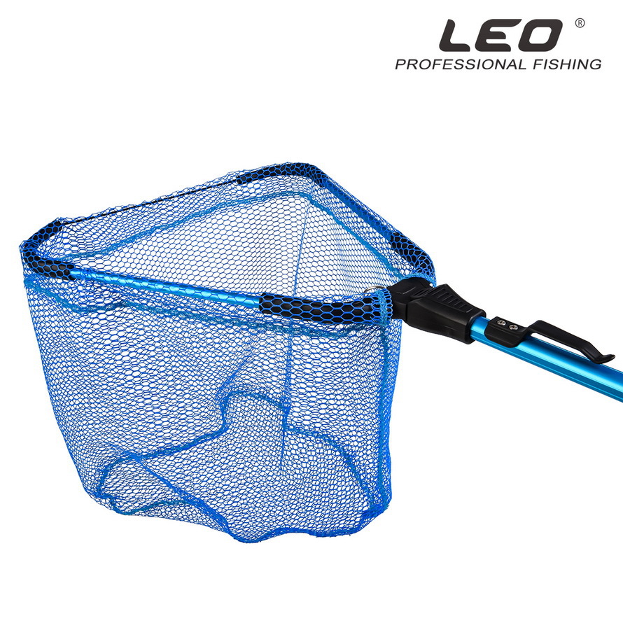 28109 LEO/ Leou [Blue Triangle Net 2 Sections Retractable] Telescopic Aluminum Alloy Flying Fishing Net pic 10