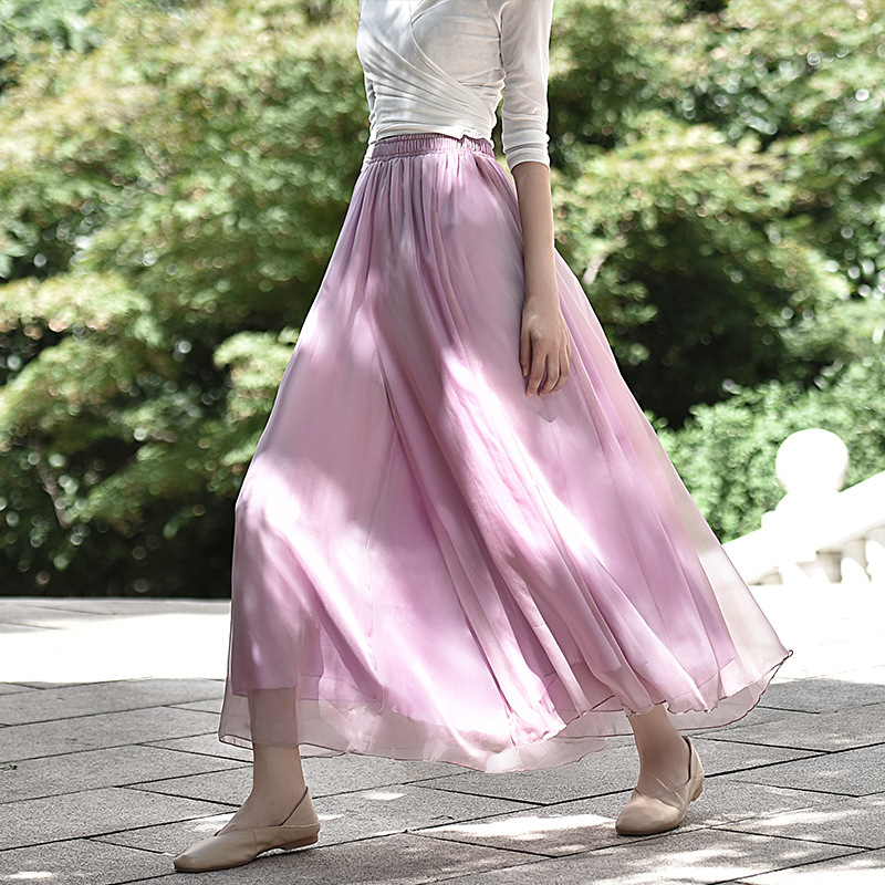 2023 Spring and Summer New Artistic Double Layer Yoga Pants Chiffon Wide Leg Culottes Casual Pants Trousers for Women