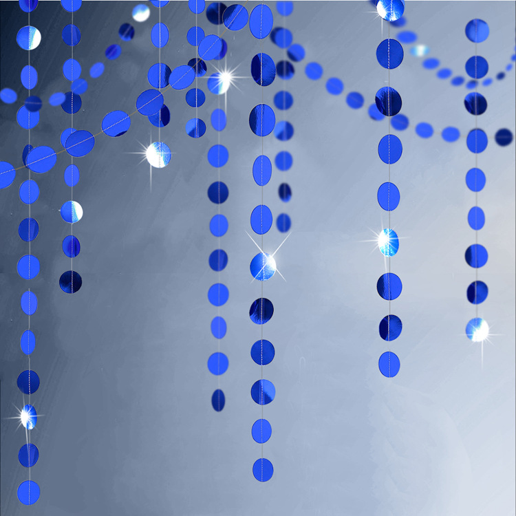 镜面宝蓝色圆片拉花拉旗挂旗 婚礼生日集会派对布置装饰用品