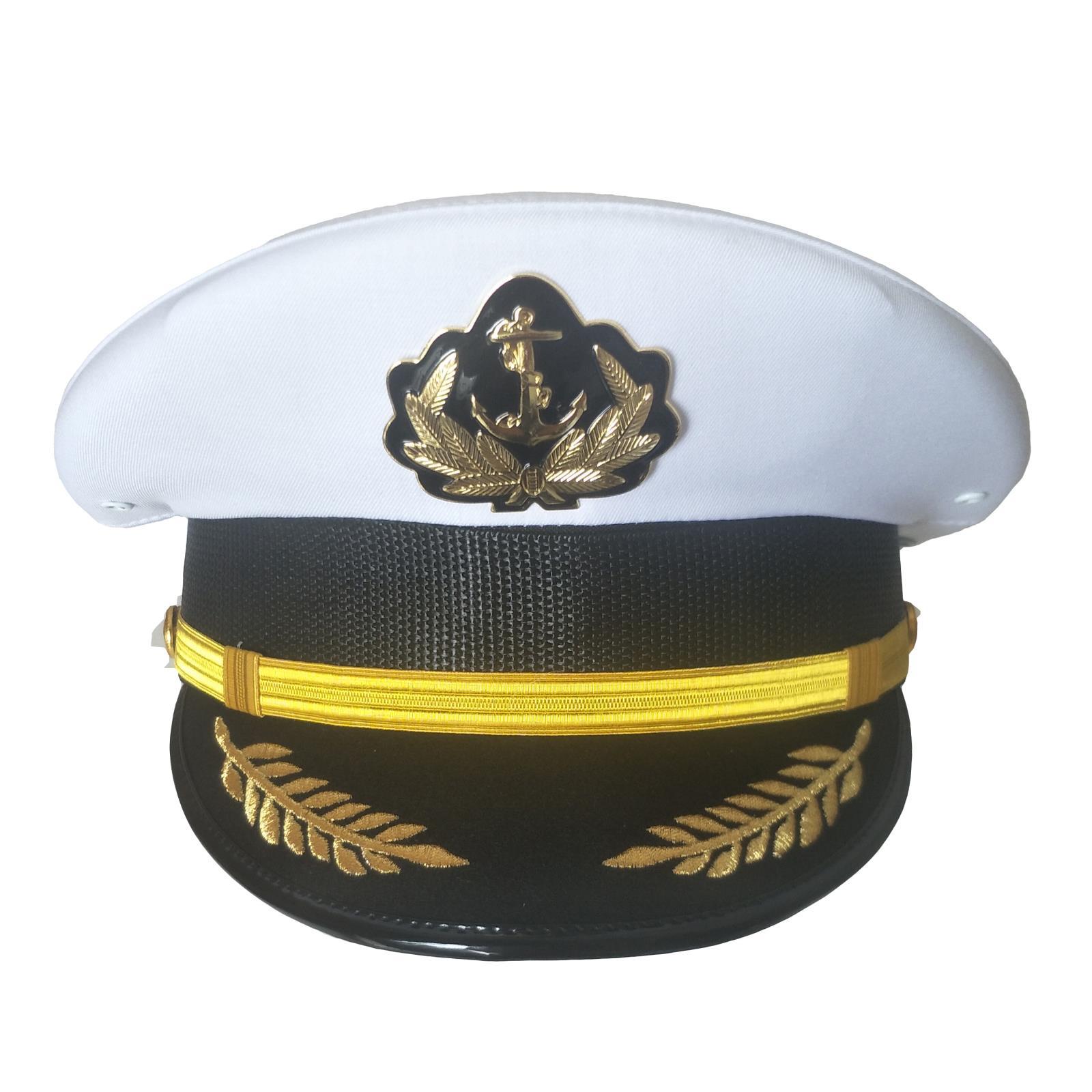 现货呢料男女通用海军帽海员帽船长帽大沿帽工作大盖帽大檐帽