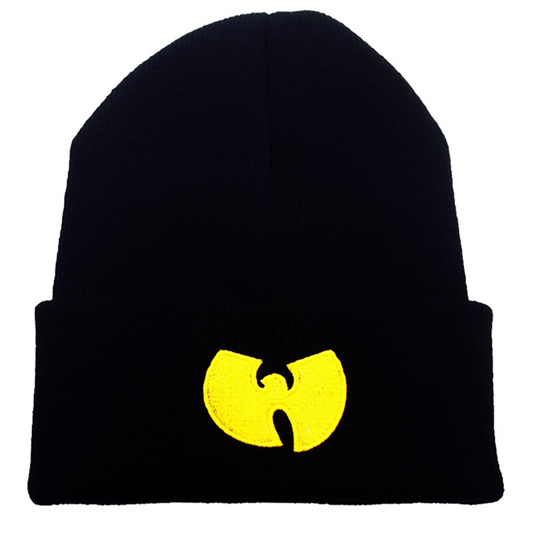 wutang嘻哈街舞秋冬季晴纶保暖绣花针织帽滑雪帽套头帽子logo批发