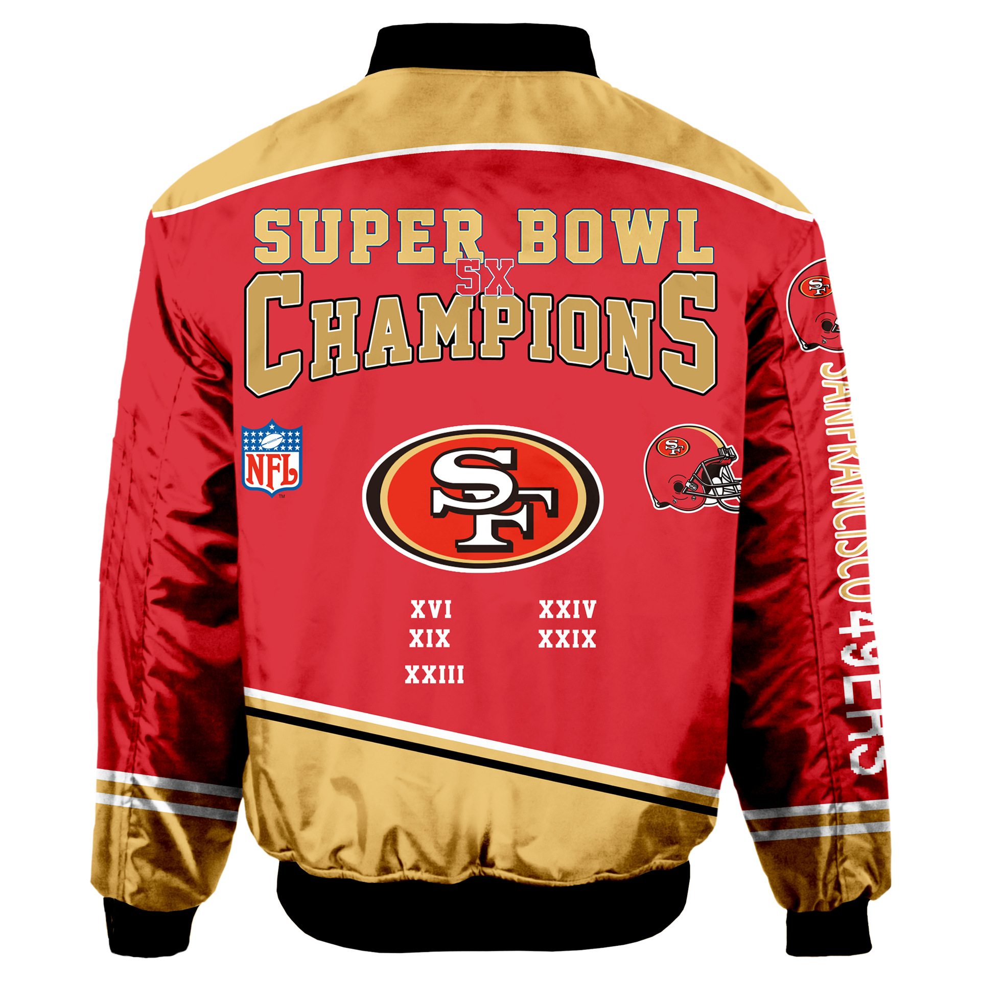 美国橄榄球联盟球队49人队数码印花飞行服夹克