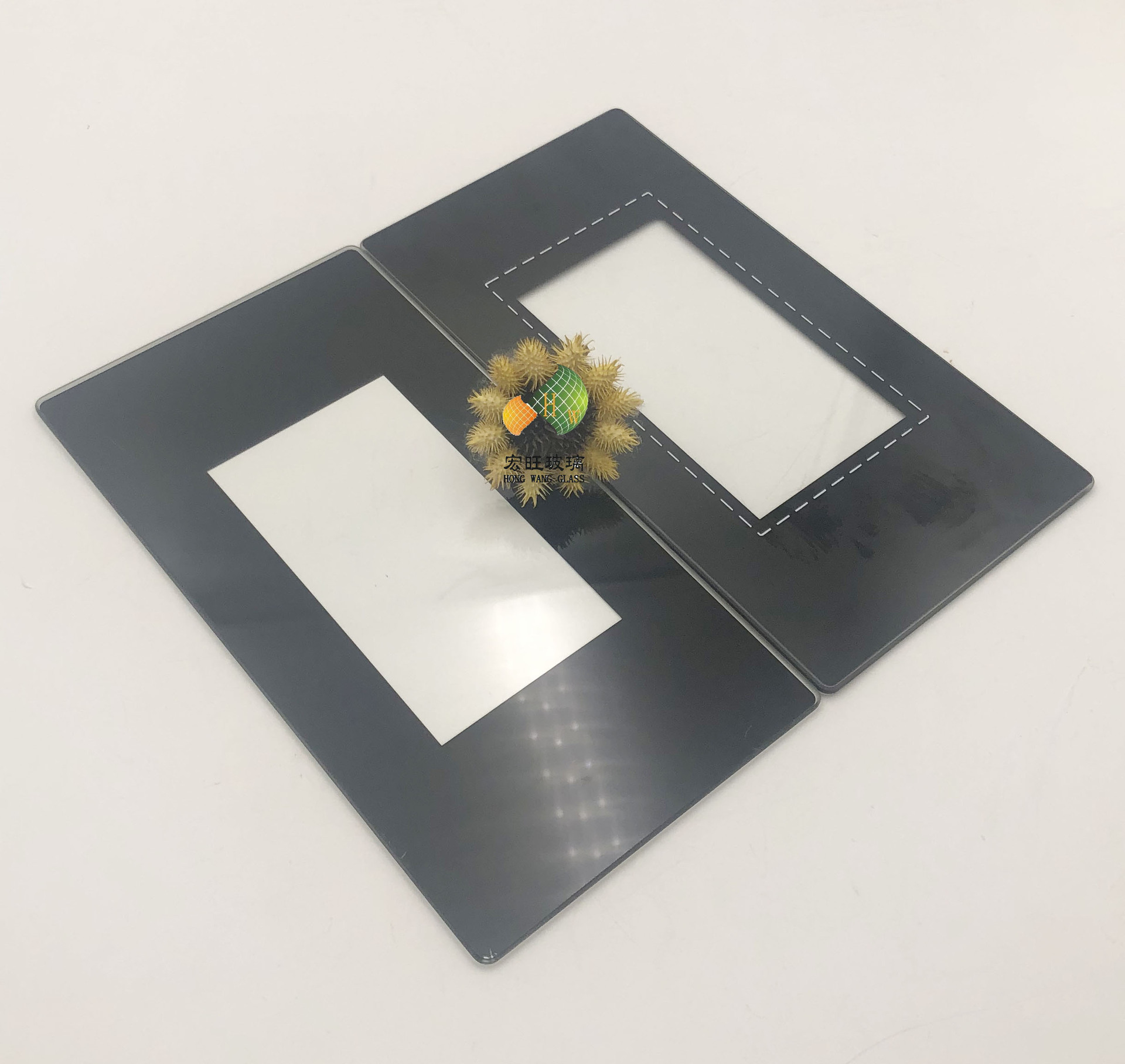 丝印玻璃 一体黑半透丝印玻璃显示窗口面板玻璃 非常规丝印玻璃