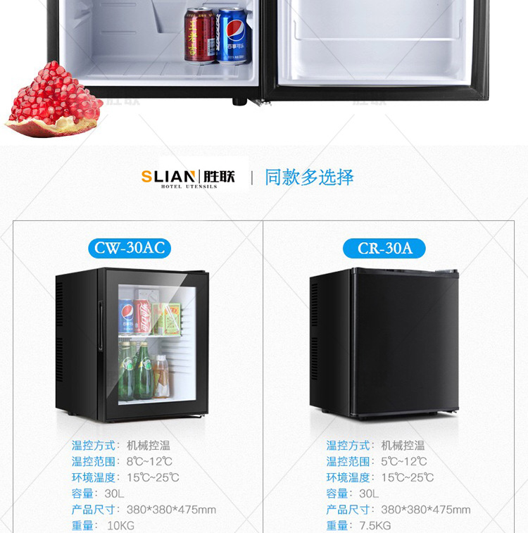 厂家直销30l星级酒店客房小冰箱迷你小冰箱 平板门宾馆留样柜批发