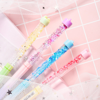 三年二班流沙渐变中性笔仙女笔可爱中性笔学生书写笔液体流动笔