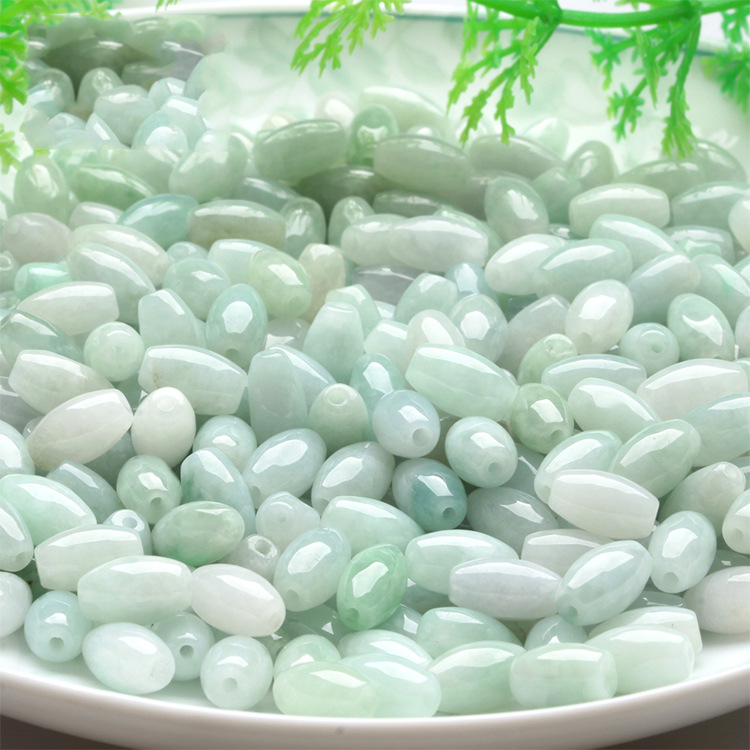 缅甸翡翠货玉米珠圆珠路路通diy配珠玉石长珠工艺品