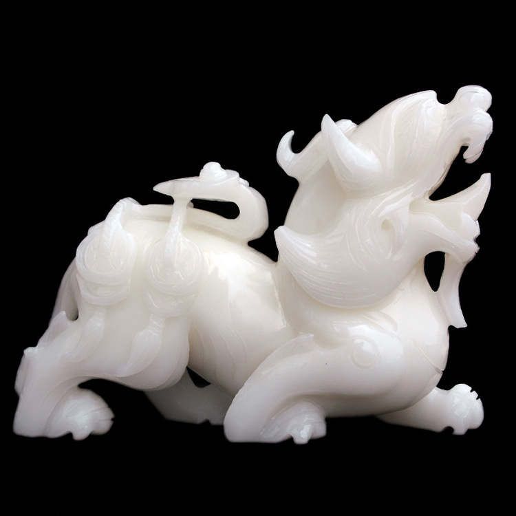 正品阿富汗白玉貔貅摆件玉如意貔貅办公玄关玉石摆件