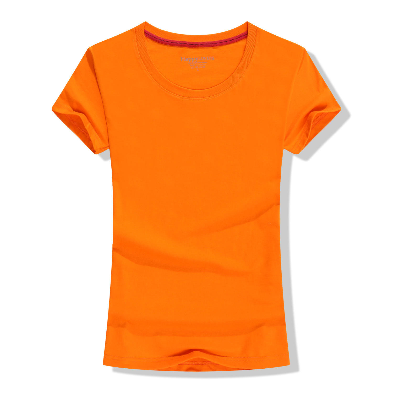 精梳棉女款t恤 女士收腰修身款纯色工作服广告衫文化衫