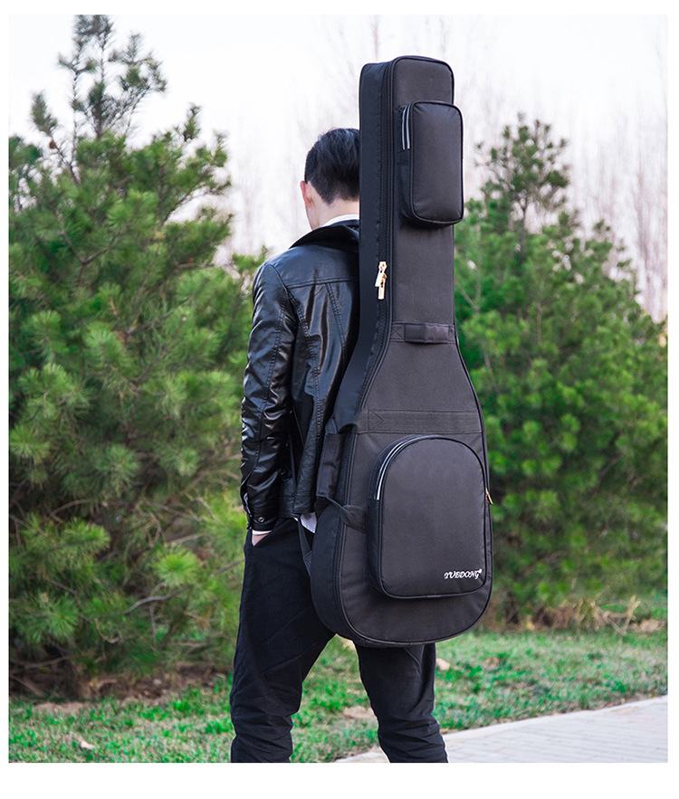 加厚电吉他包民谣吉它袋双肩背电贝司包贝斯套琴套pu油皮新款绒衬