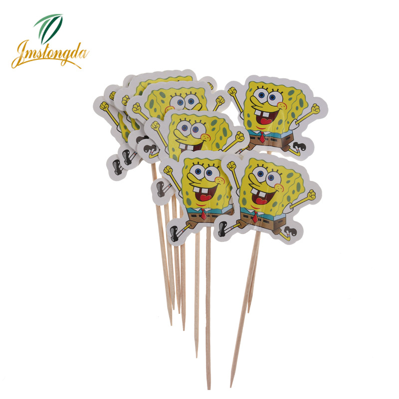 Creative Spongebob Toothpick Flag Bar Party Restaurant Club Decorative Food Ice Cream Fruit Drinks, Etc.