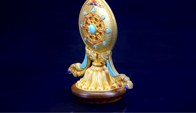 慧宝金轮宝密宗法器藏传佛教用品镶宝石七政七珍八宝之法轮宝