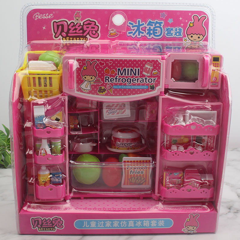 Beth Rabbit Refrigerator Washing Machine Shopping Cart Cash Register Mini Small House Set Furniture Girls Playing House Toys