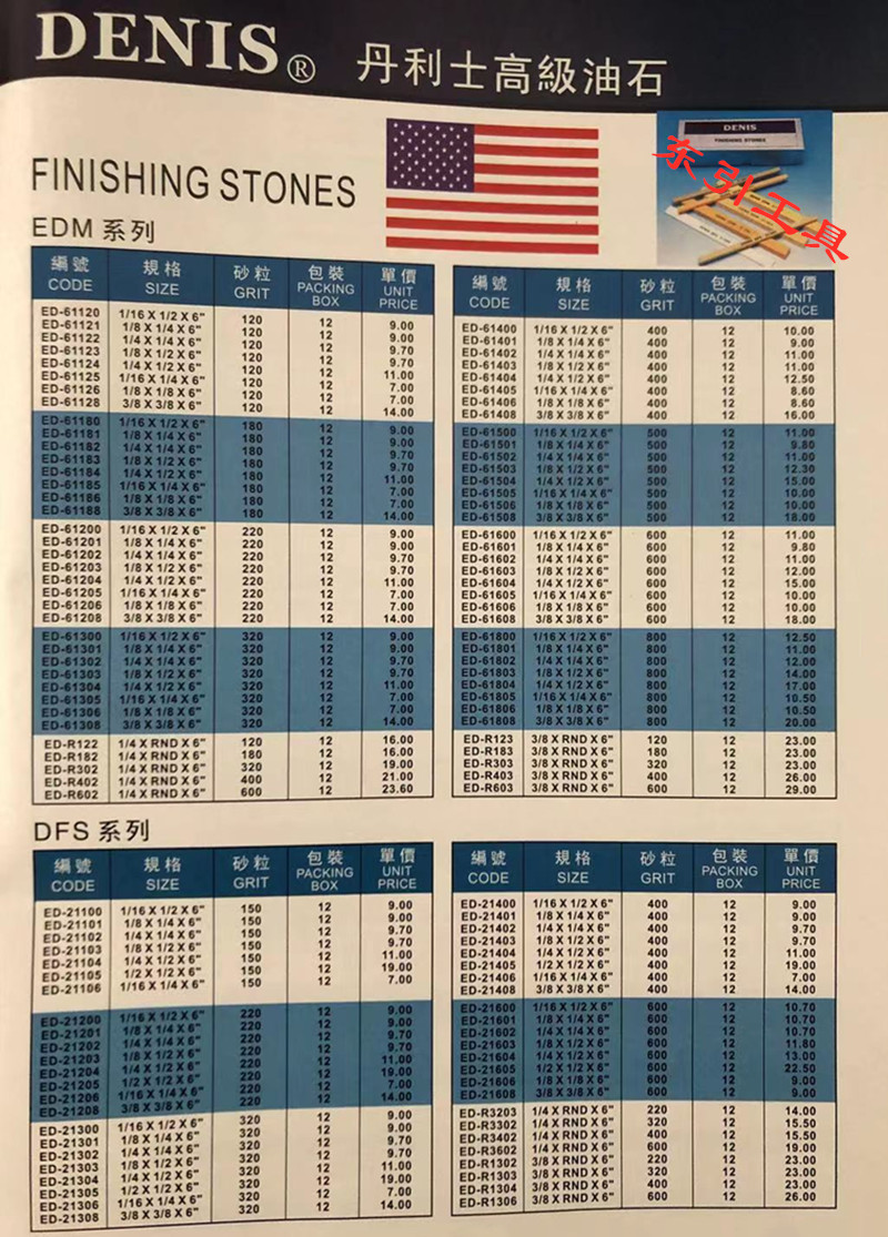 美国denis丹利士油石 模具抛光油石条edm红色dfs白色120-600