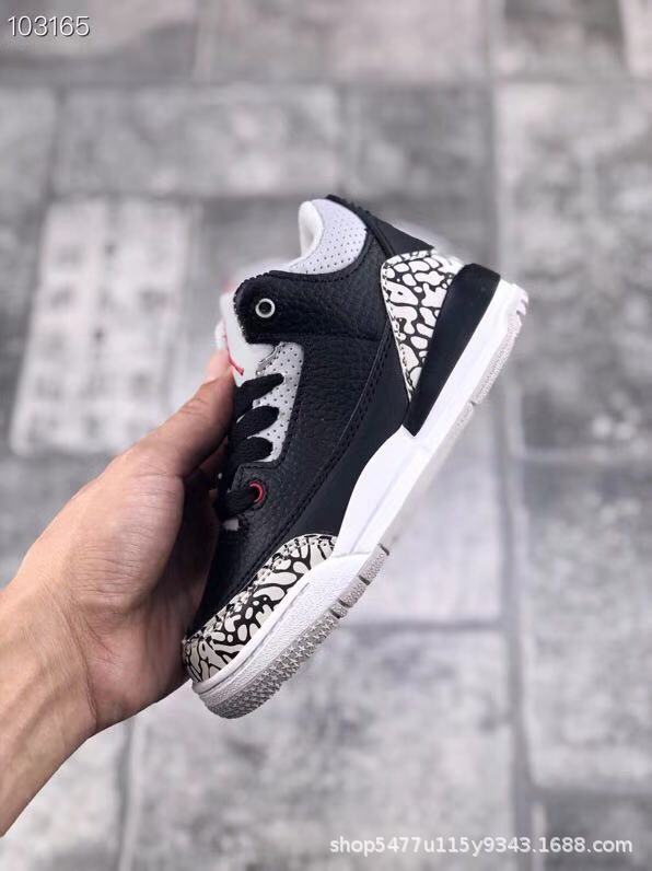 莆田厂家直销高品质乔丹3代童鞋 aj3黑水泥 篮球鞋批发