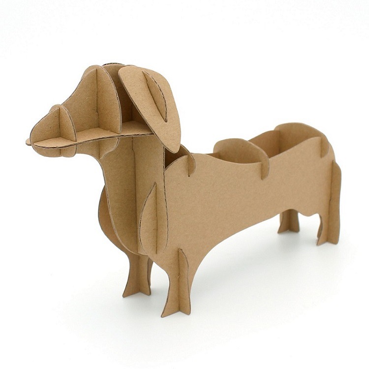 跨境热销 创意动物整理收纳盒3d瓦楞纸立体拼图 环保摆件厂家定制