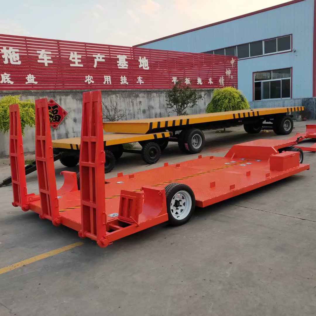 新款四轮牵引式无人机运输拖车货物托盘转运平板车低盘爬梯拖车