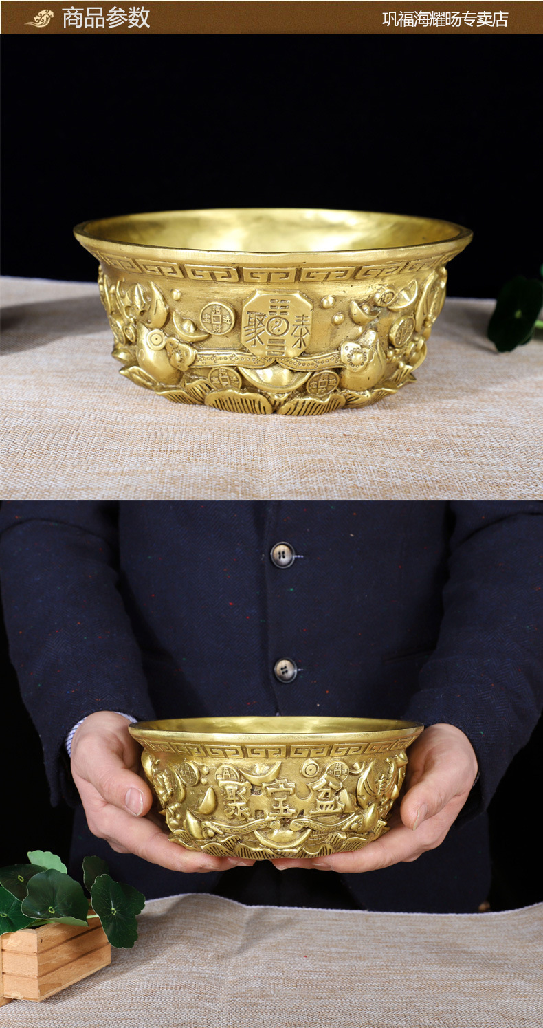 一件起批 纯铜聚宝盆摆件 纯铜实心聚宝盆家居客厅招财摆设礼品