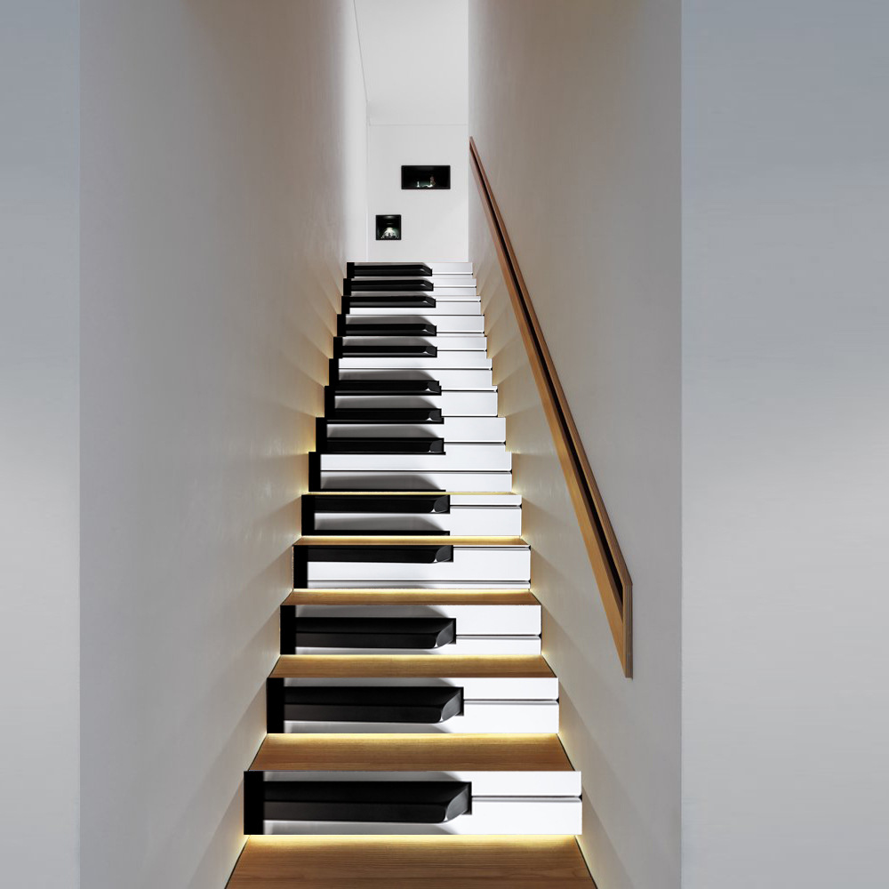 lt1313复古钢琴琴键仿真楼梯贴可移水防时尚台阶装饰墙贴家居